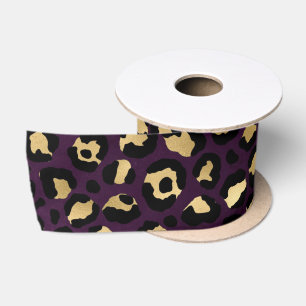 Ruban En Satin Série Purple and Gold Leopard Design 2