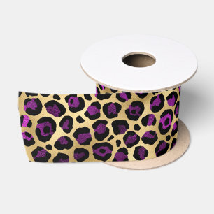 Ruban En Satin Série Purple and Gold Leopard Design 4