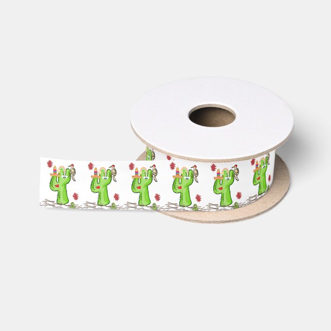 Ruban En Satin Serpent Cactus Bird Satin Ribbon (Bobine)