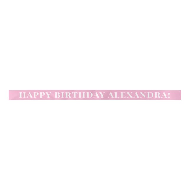 Ruban En Satin Shell Pink Texte simple Joyeux anniversaire (Devant)