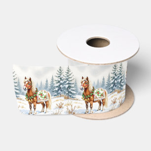 Ruban En Satin Shetland Pony et Holly Christmas