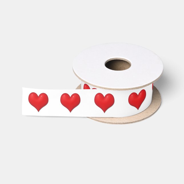 Ruban En Satin Shiny Red Heart Valentine's Day  (Bobine)