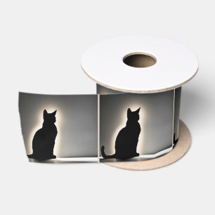 Ruban En Satin Silhouette Chat Avec Luminosité
