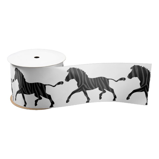 Ruban En Satin Silhouette d'impression noir et gris Zebra (Bobine)