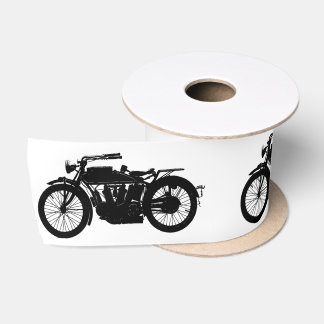 Ruban En Satin Silhouette vintage de moto dans le noir riche