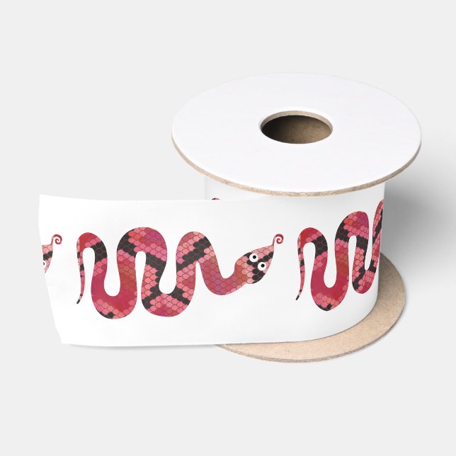 Ruban En Satin Silhouettes noires et rouges du serpent (Bobine)