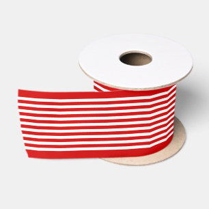Ruban En Satin Simple Chic Blancs Motif Sur Rouge