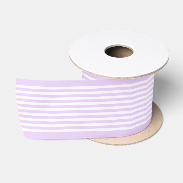 Ruban En Satin Simple Chic Blancs Motif Sur Violet Pâle (Bobine)