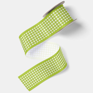 Ruban En Satin Simple Élégant Vert Citron Cottagecore Gingham