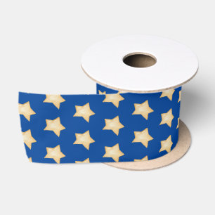 Ruban En Satin Simple Gold Star sur Arrière - plan bleu