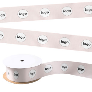 Ruban En Satin Simple motif de logo d'entreprise rose poudré