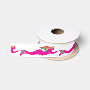 Ruban En Satin Sirènes roses sur toute couleur