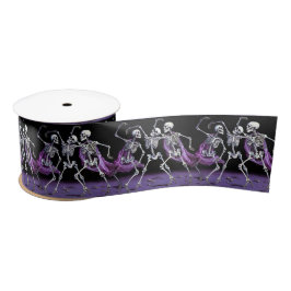 Ruban En Satin Skeletons de danse violette Mariage gothique