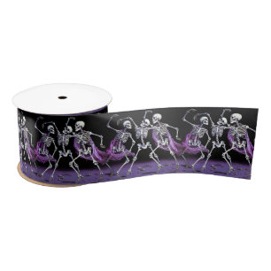 Ruban En Satin Skeletons de danse violette Mariage gothique