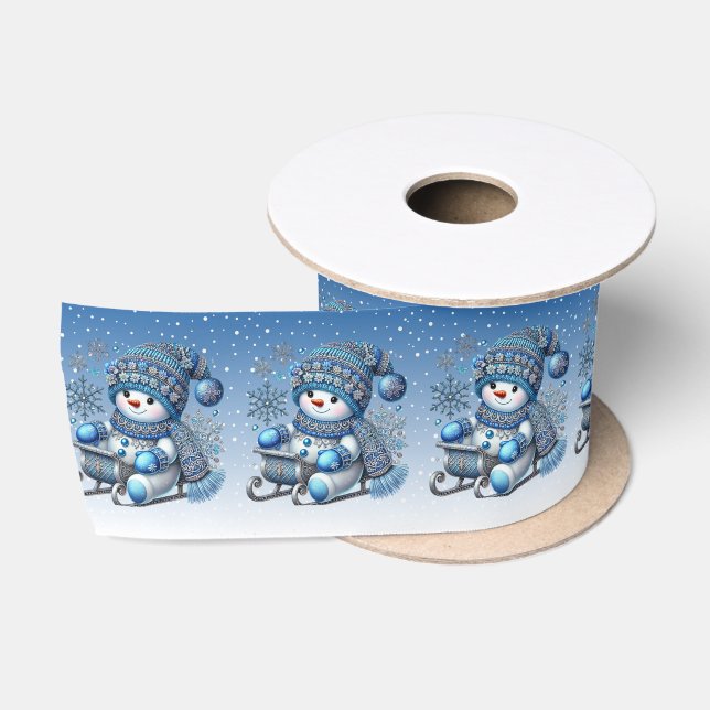Ruban En Satin Sliding Snowman Noël Vacances Satin ruban (Bobine)
