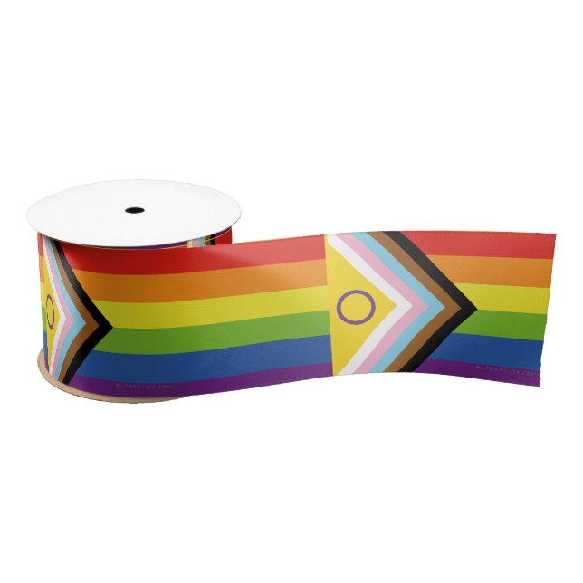 Ruban En Satin SlipperyJoe Intersex Progrès Fierté Drapeau arc-en (Bobine)
