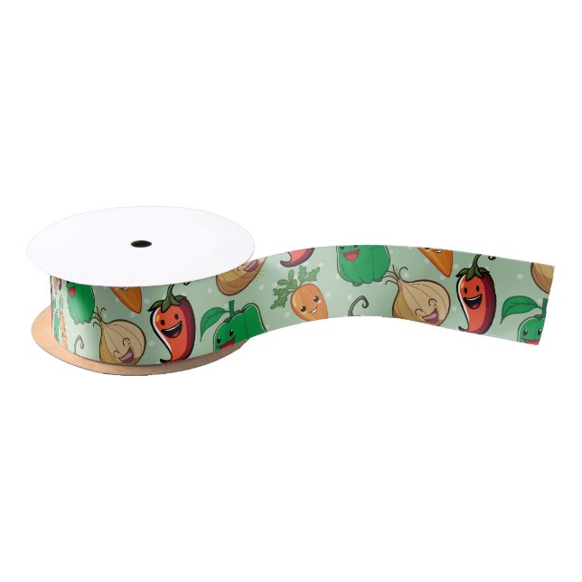 Ruban En Satin Smiling Veggies (Bobine)