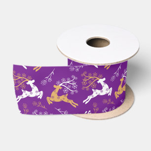 Ruban En Satin Snowflake Gold Blanc rennes Noël violet violet