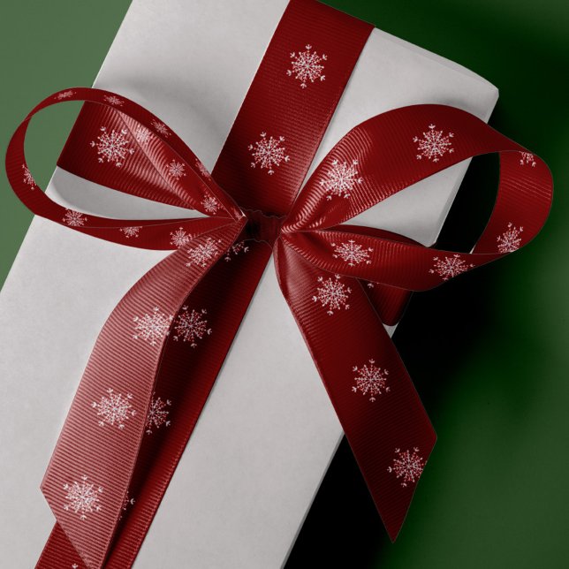 Ruban En Satin Snowflakes élégant rouge cadeau de Noël enveloppé (Créateur téléchargé)