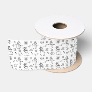 Ruban En Satin Snowman Black White Noël festif hiver