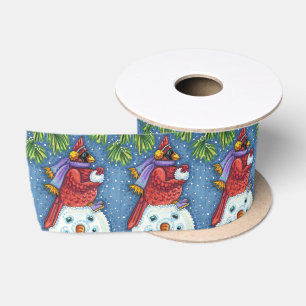 RUBAN EN SATIN SNOWMAN BODYGUARD, CHRISTMAS CARDINAL REDBIRD