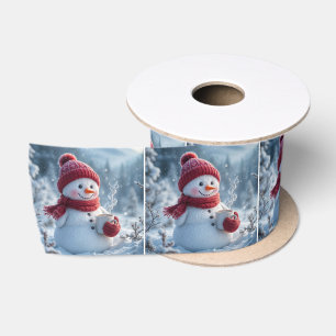 Ruban En Satin Snowman De Noël Au Chocolat Chaud
