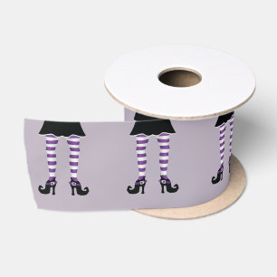 Ruban En Satin Sorcière aux jambes rayées violettes en talons hau