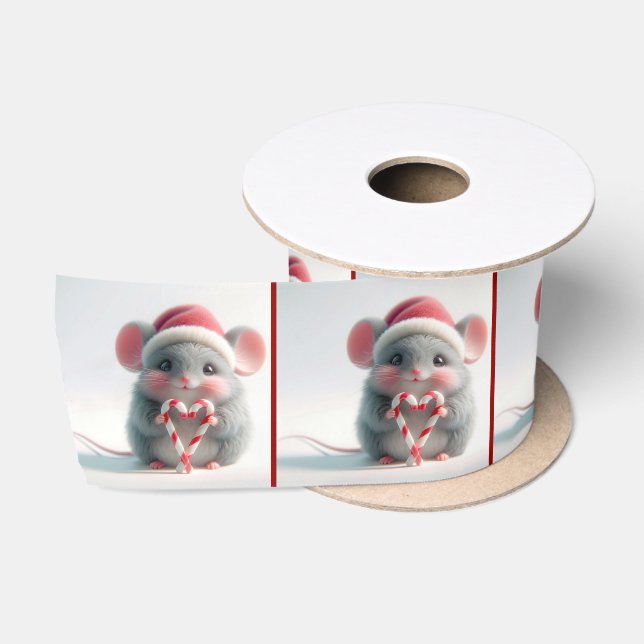 Ruban En Satin Souris Avec Coeur Sucre de canne (Bobine)
