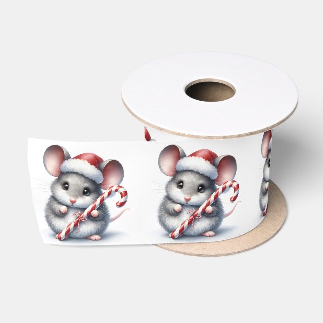 Ruban En Satin Souris avec Sucre de canne de Noël (Bobine)