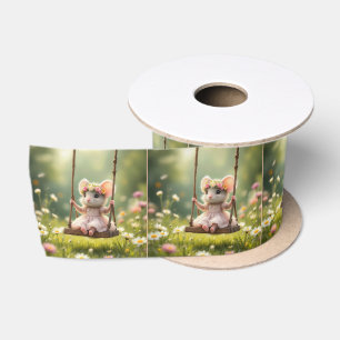 Ruban En Satin Souris fille mignonne sur une aile