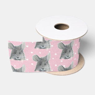 Ruban En Satin Souris grise sur Pois