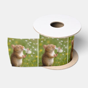 Ruban En Satin Souris soufflant des graines de pissenlit