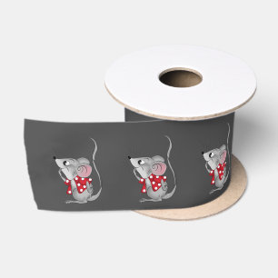 Ruban En Satin Souris sur gris