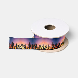 Ruban En Satin Southwestern Desert Landscape Cactus Sunrise Image