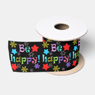 Ruban En Satin Soyez heureux ! , multicolore