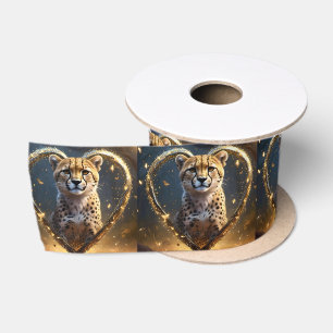 Ruban En Satin Sparkly Gold Cheetah Love,