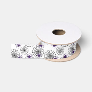Ruban En Satin Spiderweb & araignées violettes Halloween Motif bl