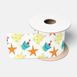 Ruban En Satin Starfish Sandcastle Beach Pail Été Vacances Amusem