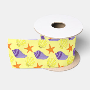 Ruban En Satin Starfish Sea Shells Beach Ocean Vacances Jaune