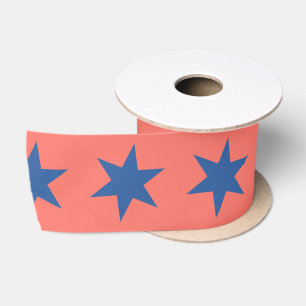 Ruban En Satin Stars Motif Trending Colors Coral Blue