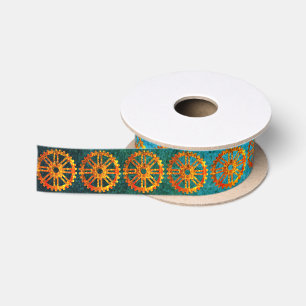 Ruban En Satin Steampunk Verdigris Rousty Cogwheel