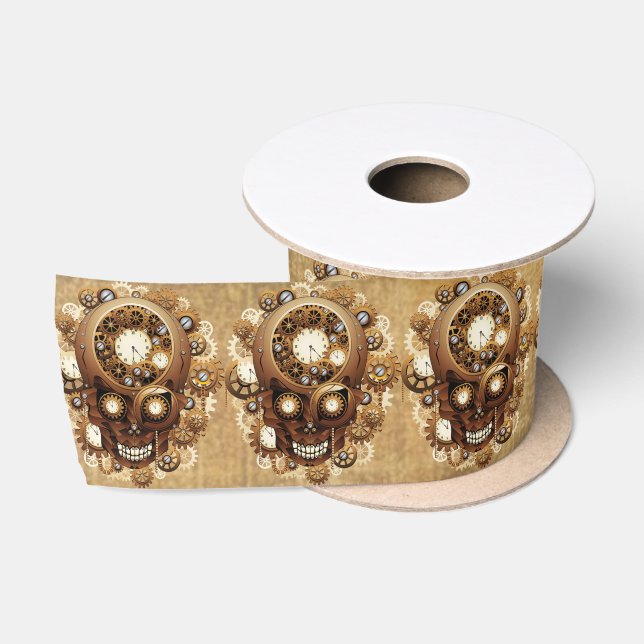Ruban En Satin Style gothique crâne vapeur (Bobine)