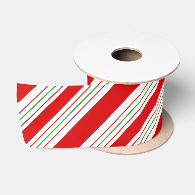 Ruban En Satin Sucre de canne de Noël Stripes ID259 (Bobine)