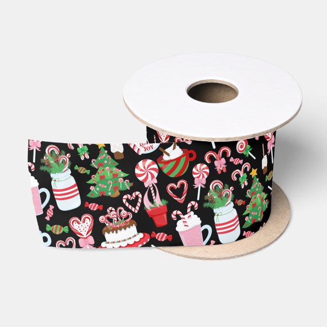 Ruban En Satin Sucre de canne de Noël Sweets Motif (Bobine)