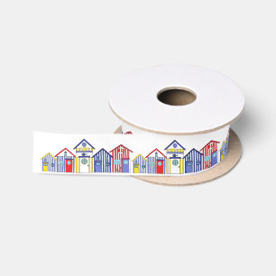 Ruban En Satin Summer Beach Huts Motif côtier