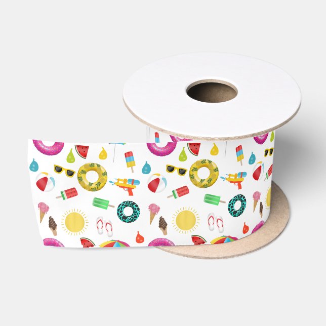 Ruban En Satin Summer Party Beach Pool Motif Amusant (Bobine)