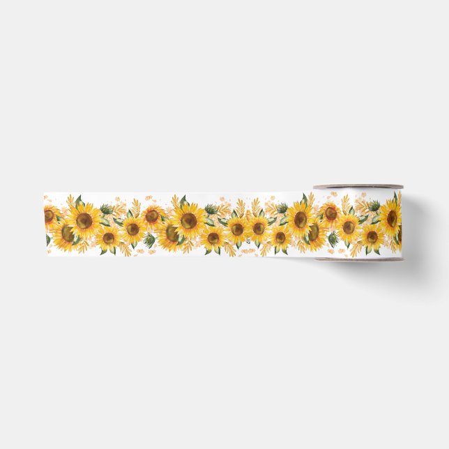 Ruban En Satin Sunflowers Sunshine Yellow (Devant)