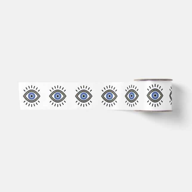 Ruban En Satin Symbole de protection contre les yeux mal, oeil bl (Devant)