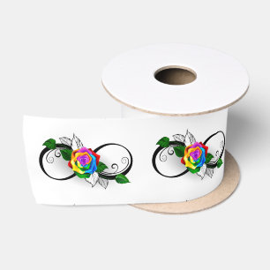 Ruban En Satin Symbole d'infini avec Rose arc-en-ciel