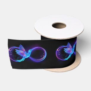 Ruban En Satin Symbole d'infini néon avec colibri brillant